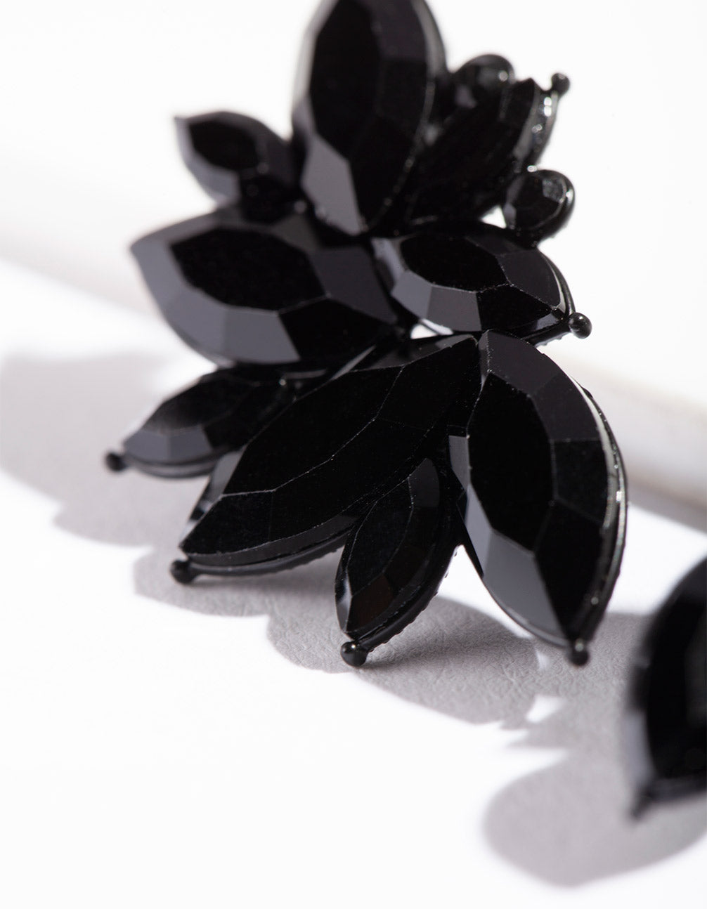 Black Navette Statement Stud Earrings