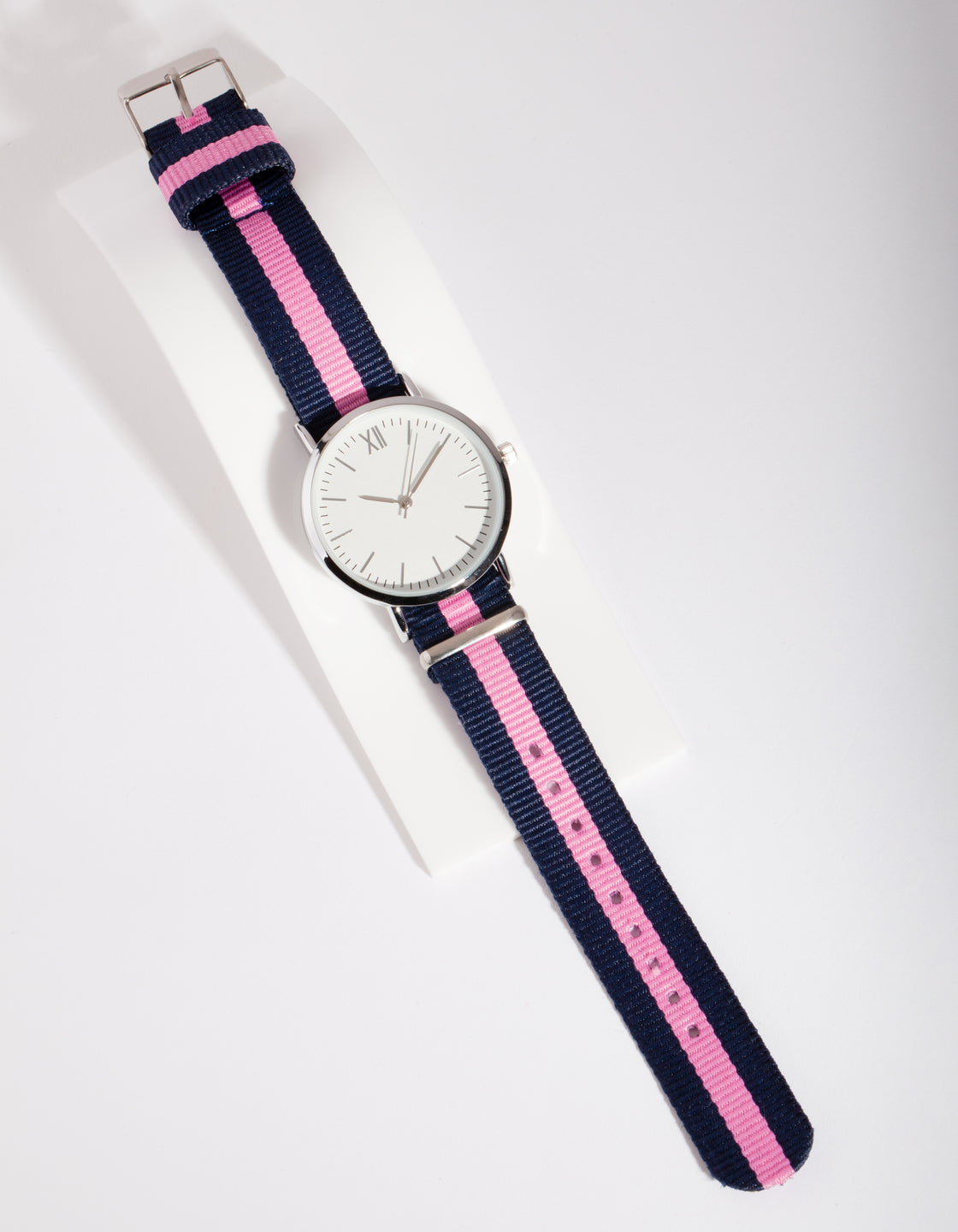 Silver Stripe Fabric Watch