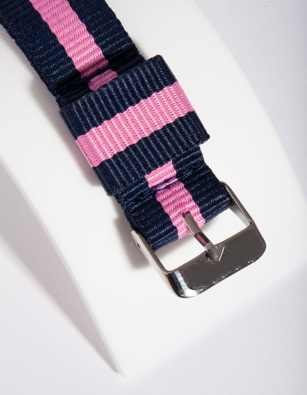 Silver Stripe Fabric Watch