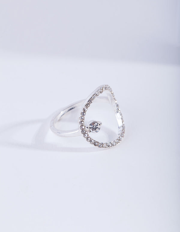 Silver Open Diamante Circle Ring
