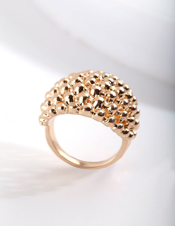 Gold Textured Ball Ring