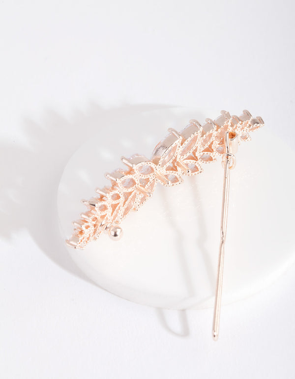 Cubic Zirconia Rose Gold Laurel Hair Clip