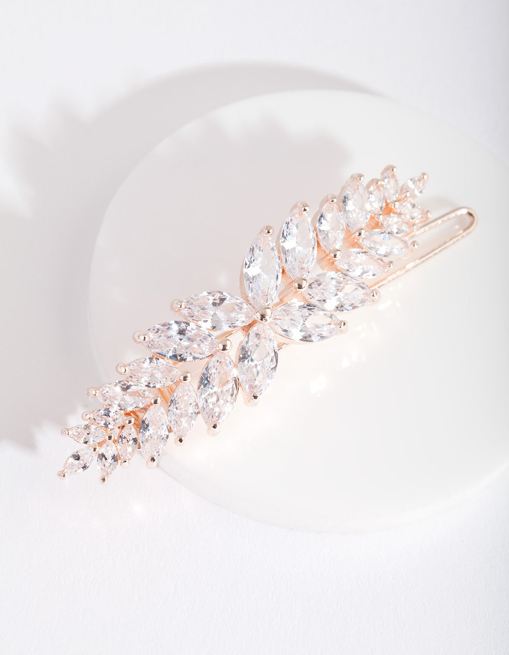 Cubic Zirconia Rose Gold Laurel Hair Clip