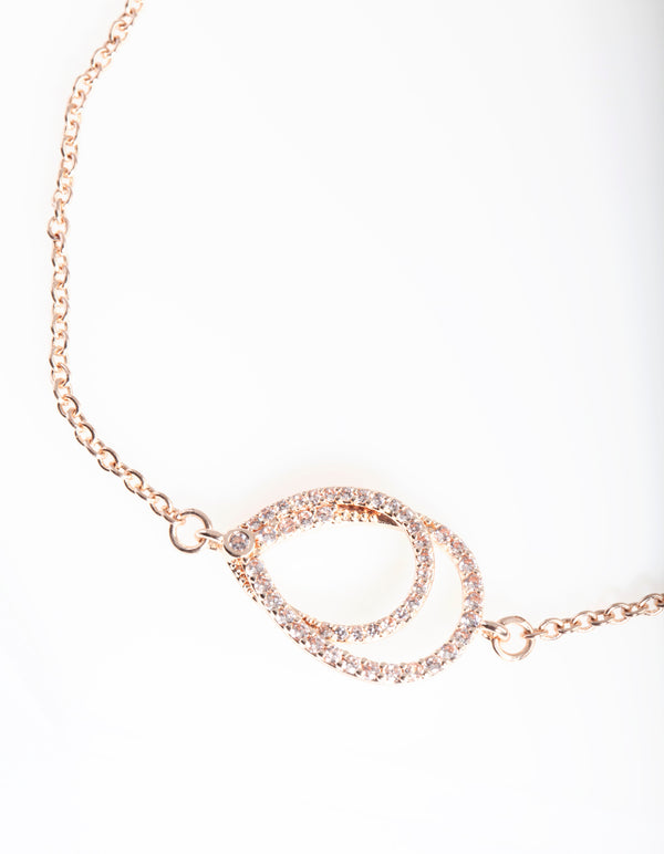 Rose Gold Cubic Zirconia Teardrop Toggle Bracelet