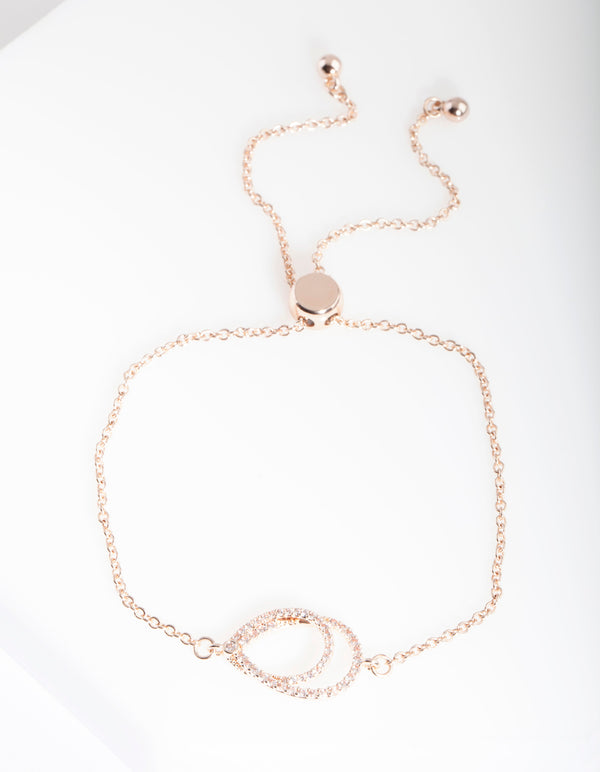 Rose Gold Cubic Zirconia Teardrop Toggle Bracelet