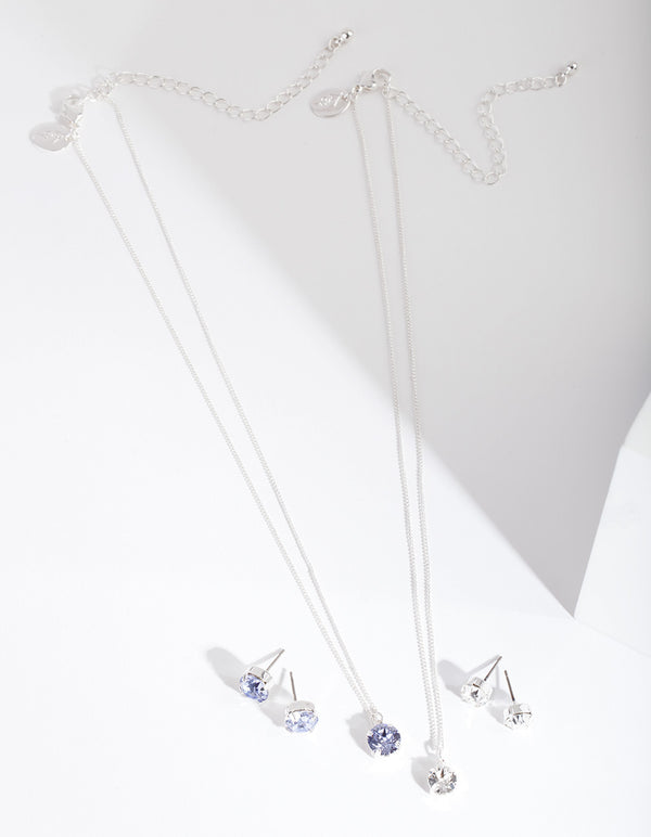 Lavender 2 Stone Earring Necklace Set