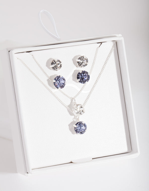 Lavender 2 Stone Earring Necklace Set