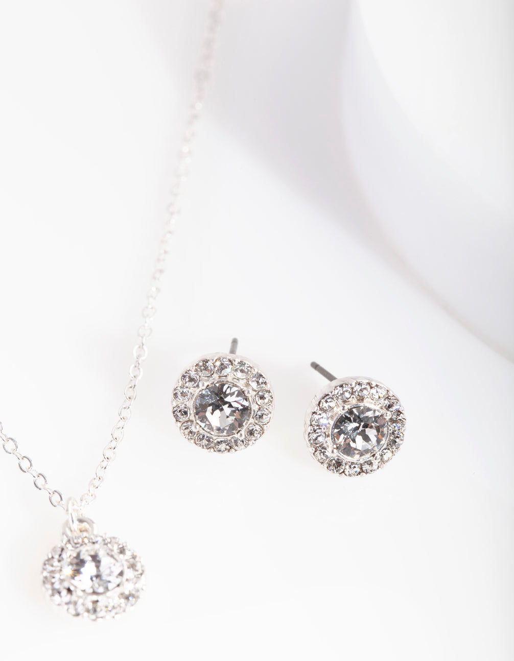 Silver Crystal Swarovski Earring Necklace Set