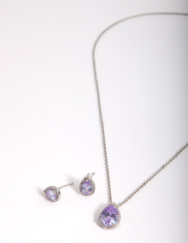 Amethyst Teardrop Necklace Earring Set