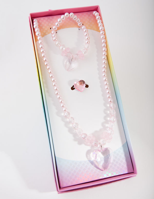 Kids Beaded Large Heart Jewellery Set