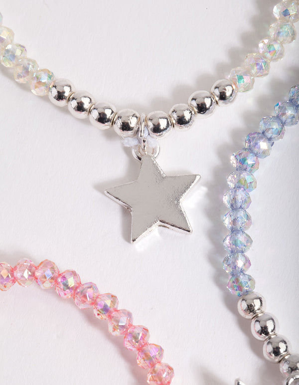 Kids Silver Star Multicoloured Beaded Bracelet Pack