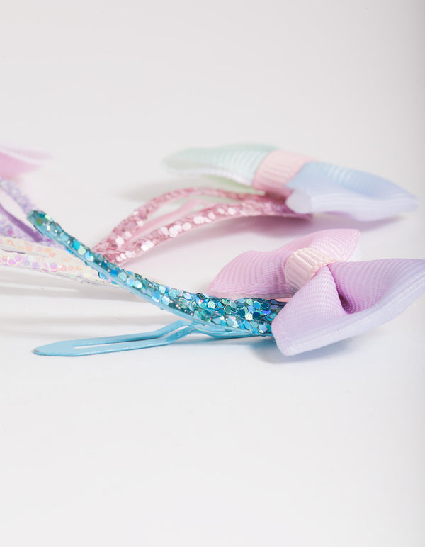Kids 1cm Ombre Bow Clip 6-Pack