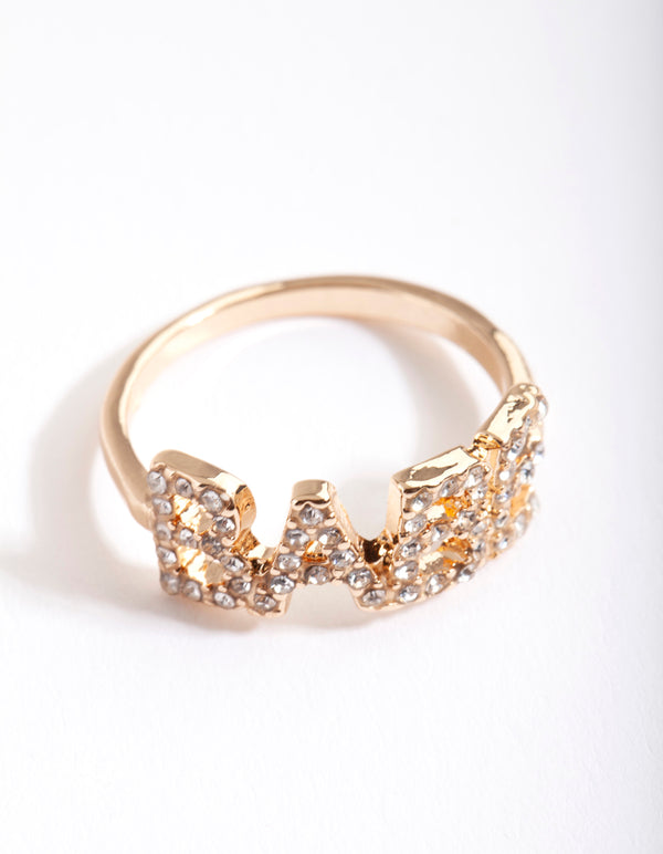 Gold Diamante Babe Ring