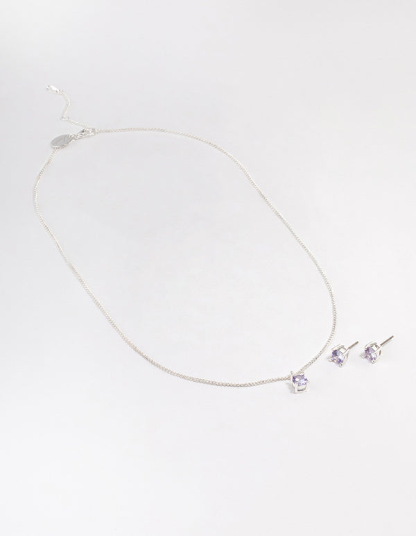 Silver Perfect Lilac Necklace & Earring Set