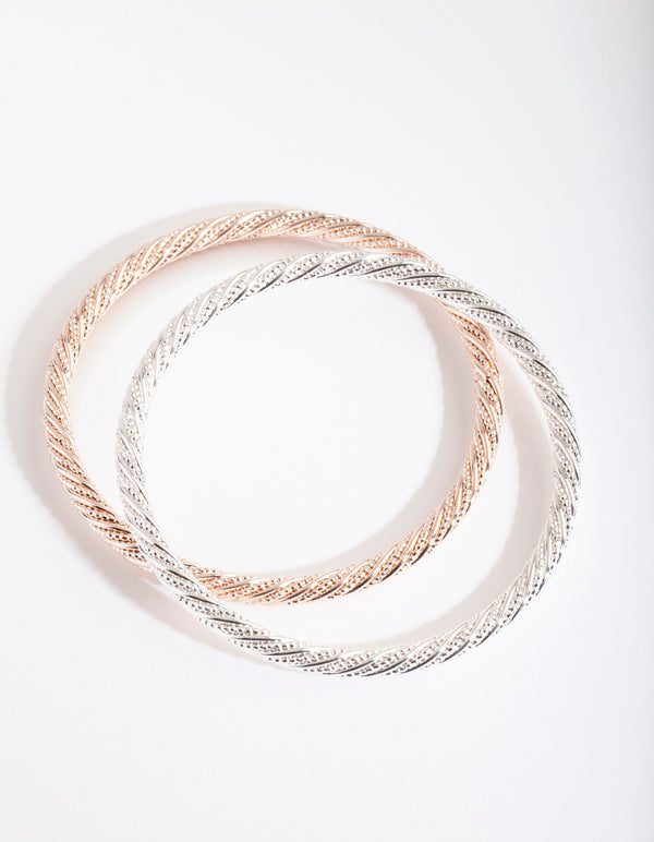 Mixed Metal Rope Bangle Pack