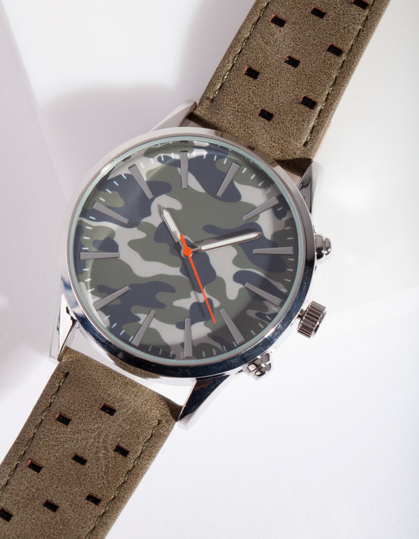 Silver Camo Print Watch