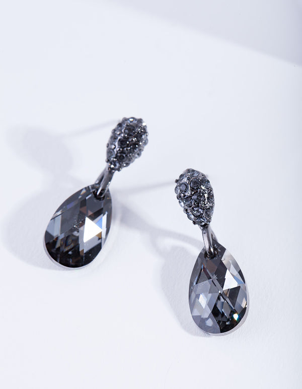 Black Diamond Simulant Teardrop Earrings