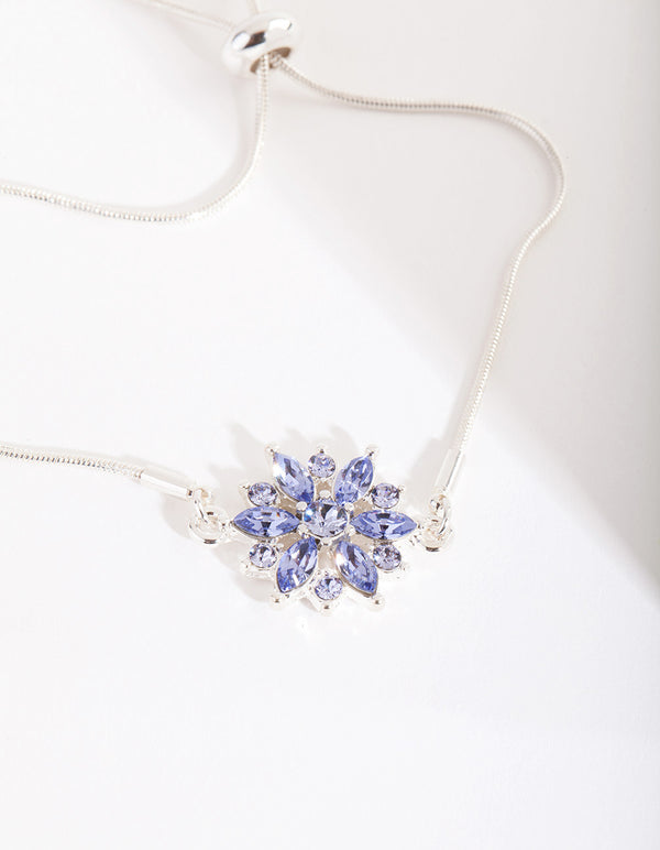 Lavender Diamond Simulant Flower Toggle Bracelet