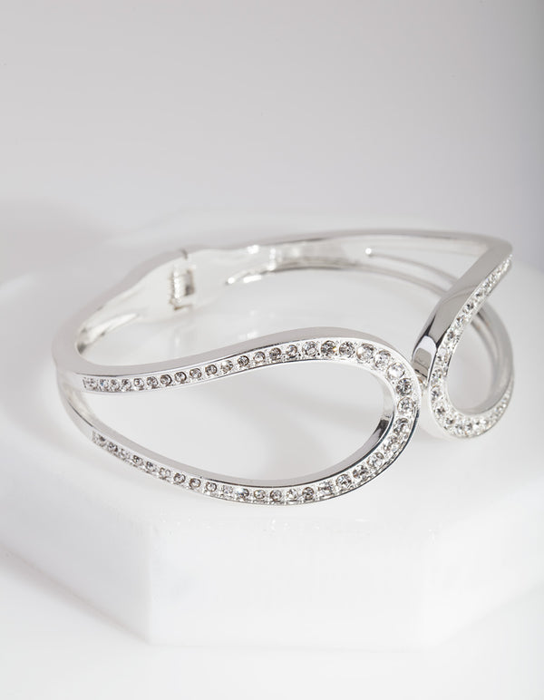 Silver Crystal Loop Bangle