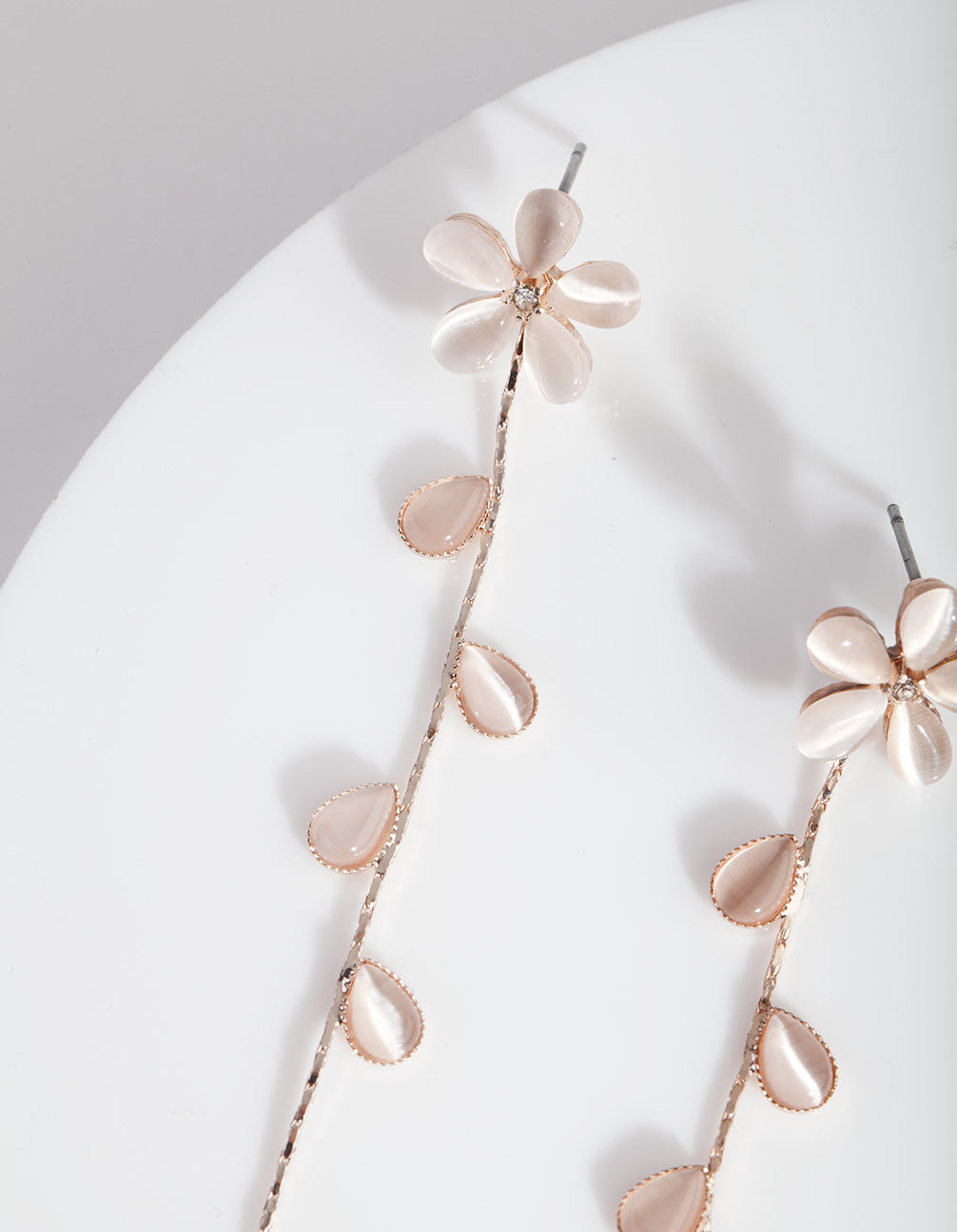 Rose Gold Flower Vine Drop Earrings