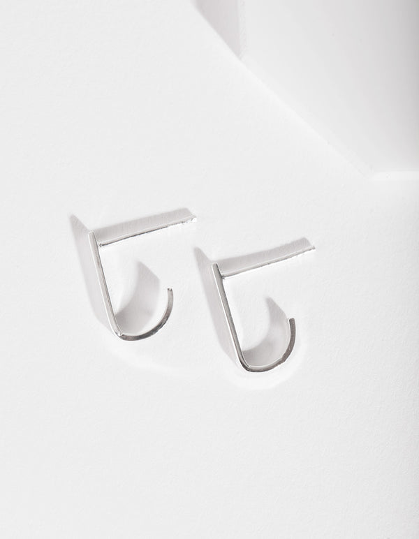 Sterling Silver Half Oval Open Earrings