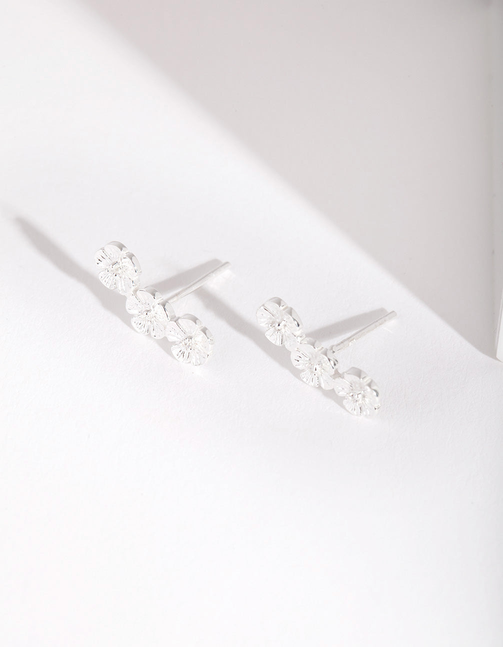 Sterling Silver Flower Crawler Earrings