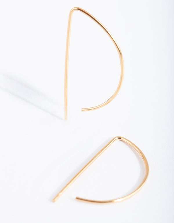 Gold Plated Sterling Silver Half Circle Thread Through Earrings