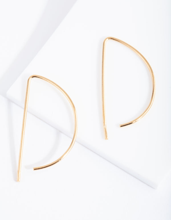 Gold Plated Sterling Silver Half Circle Thread Through Earrings