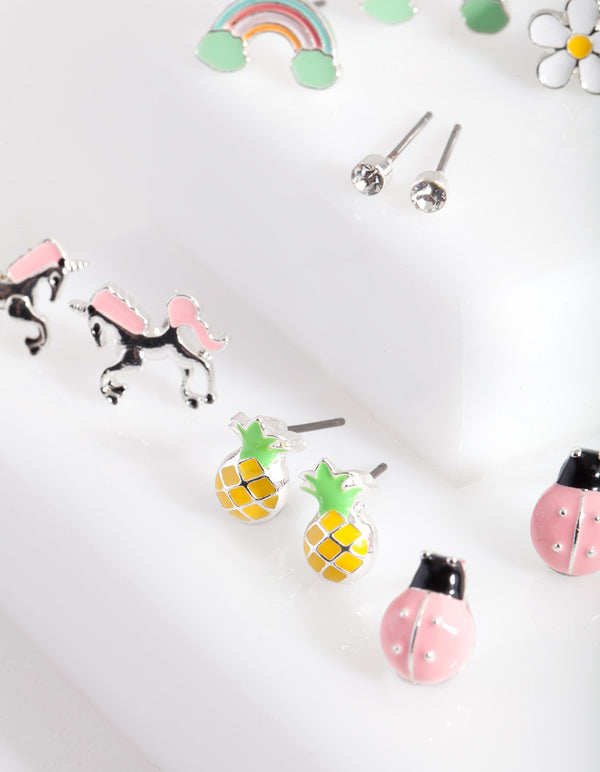 Kids Silver Fun Stud Earring 6-Pack