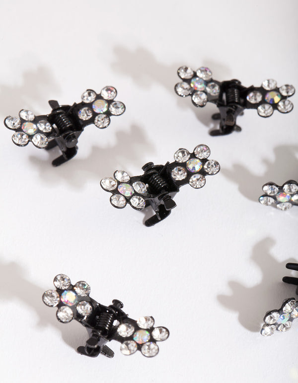 Mixed Flower Diamante Mini Claws