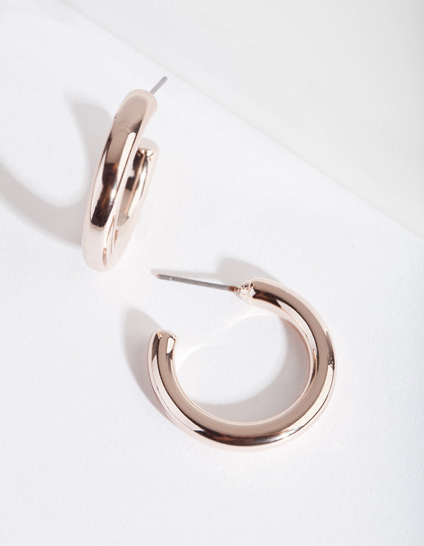 Mini Rose Gold Chunky Hoop Earrings