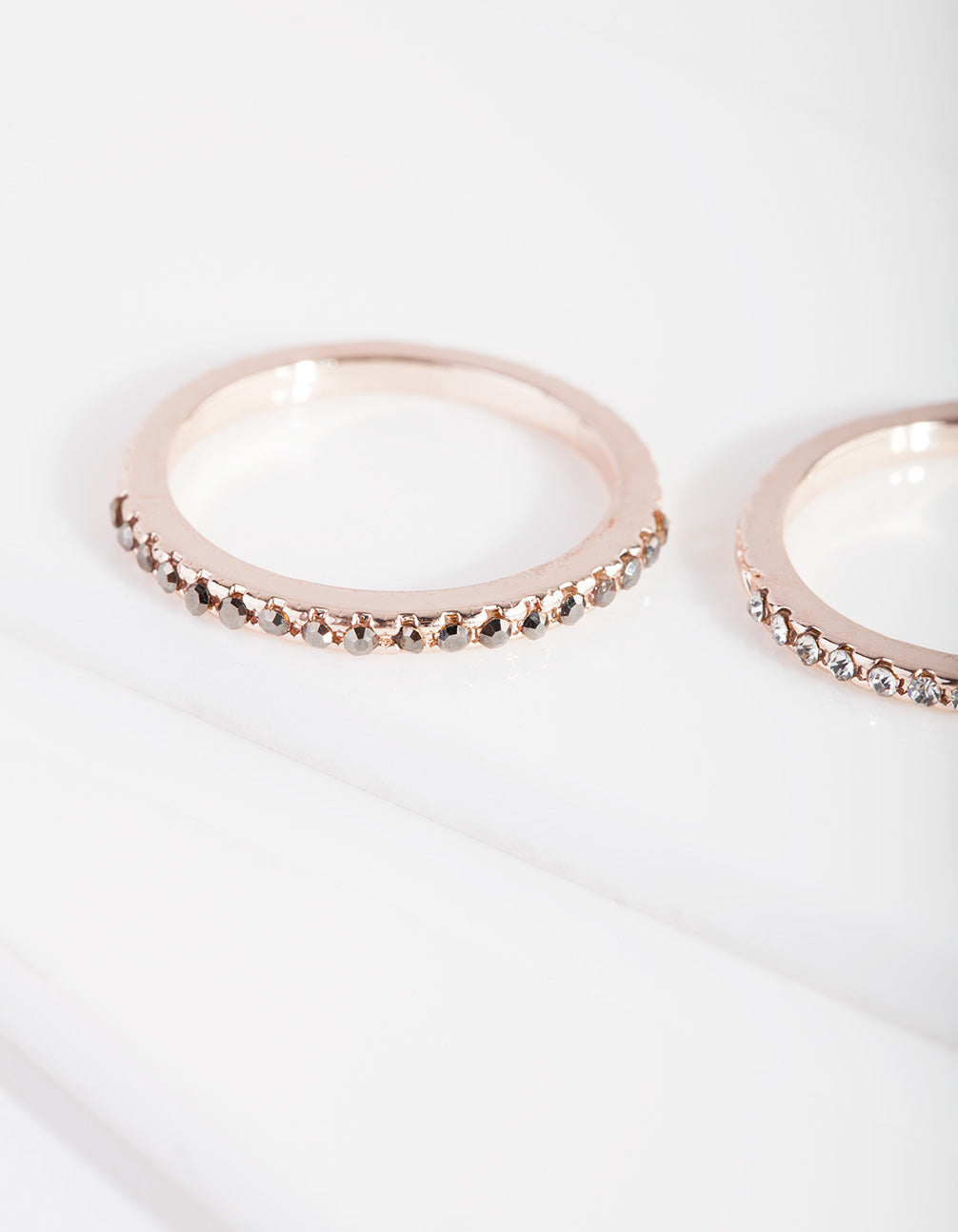 Mixed Metal Diamante Arrow Cut 3 Stack Ring Pack