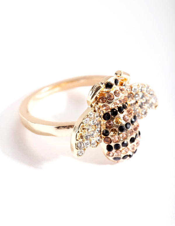 Gold Diamante Bumblebee Ring
