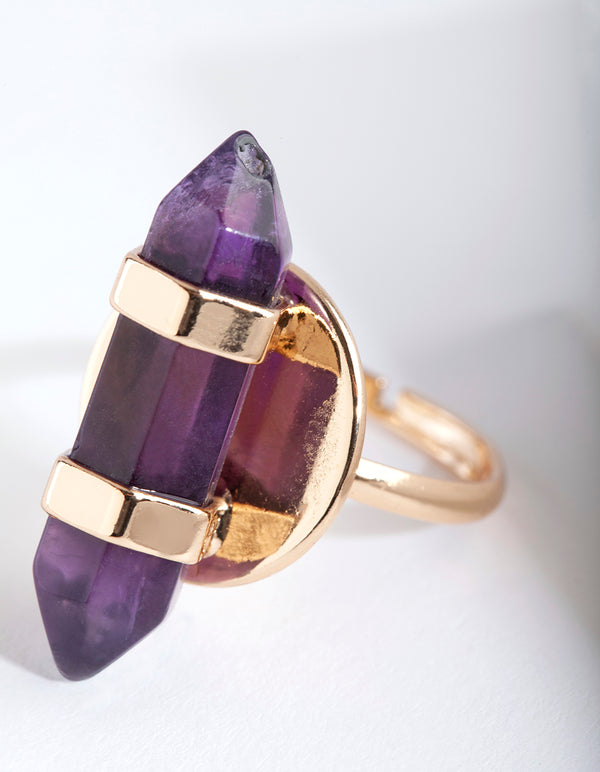 Gold Amethyst Plate Ring