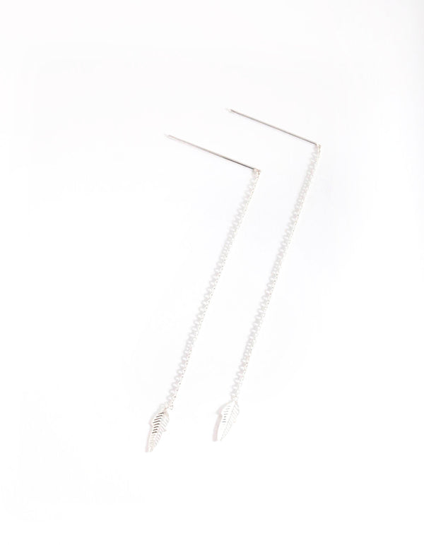 Sterling Silver Faux Feather Thread Through Earrings