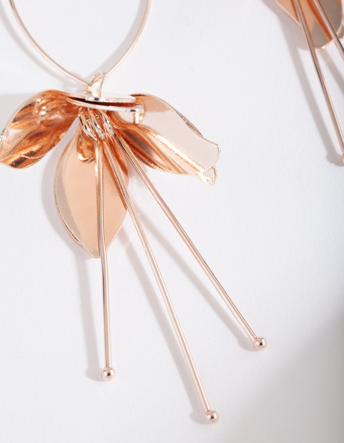 Rose Gold Metal Flower Drop Earrings