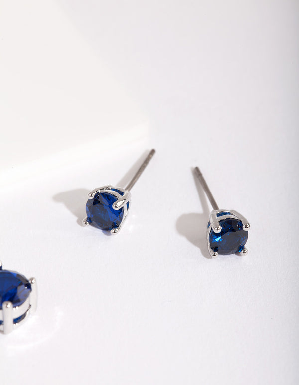 Blue 6mm Stone Earring Necklace Set