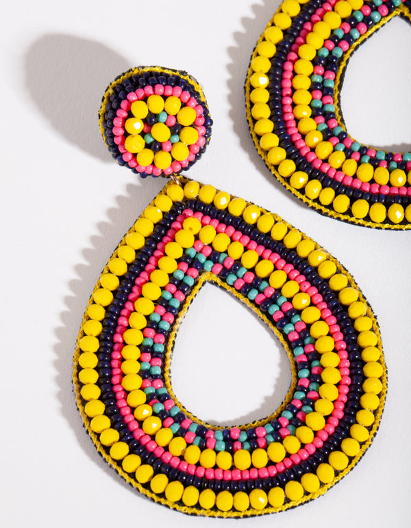 Beaded Psychedelic Drop Earrings