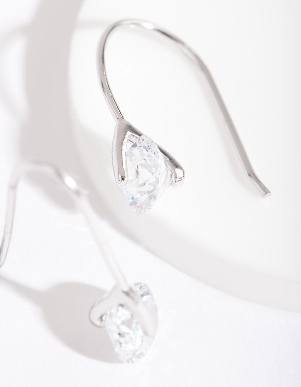 Sterling Silver Cubic Zirconia Sleek Drop Earrings