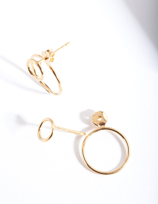 Gold Plated Sterling Silver Open Circle Jacket Earrings