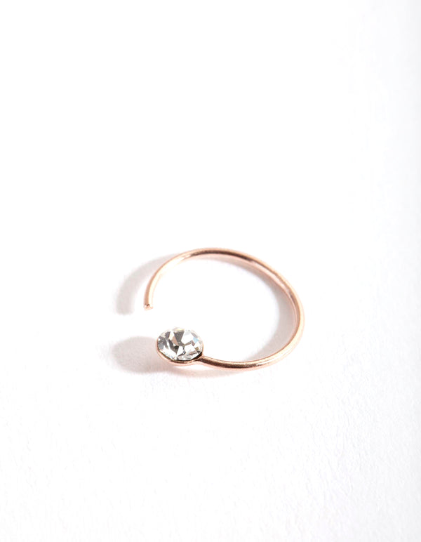 Rose Gold Plated Diamante Nose Ring