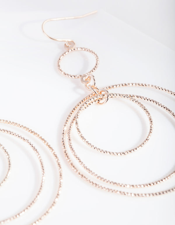 Rose Gold Diacut Circle Drop Earrings