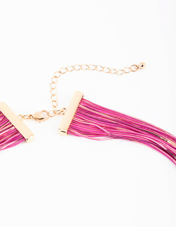 Pink Chain Drape Necklace