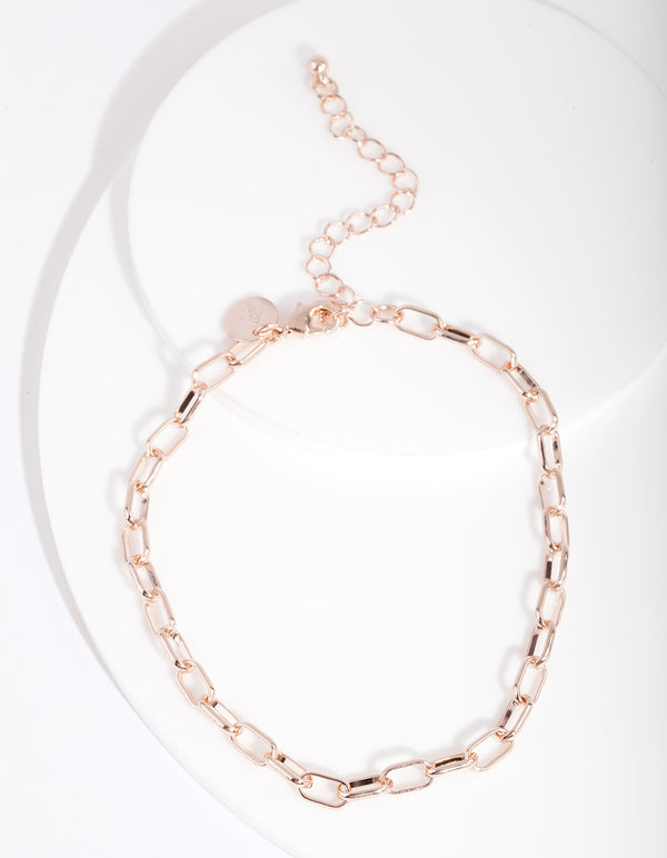 Rose Gold 5mm Rectangle Chain Anklet
