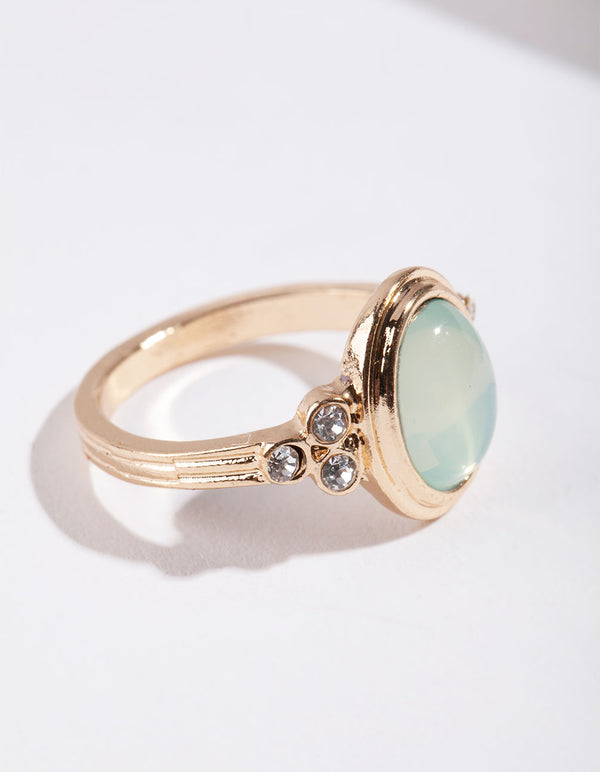 Gold Oval Diamante Ring