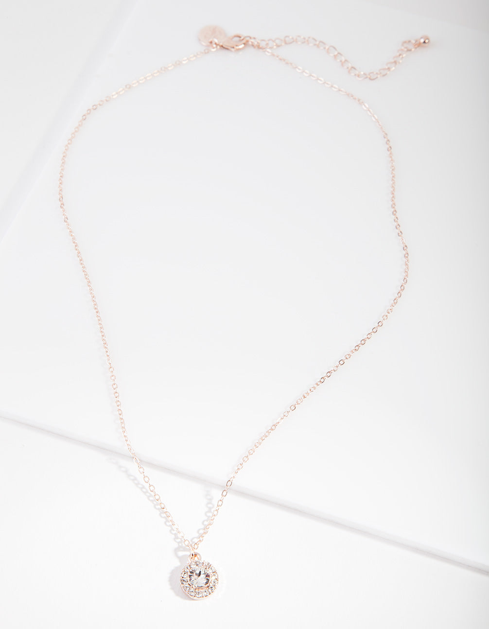 Rose Gold Diamond Simulant Crystal Necklace