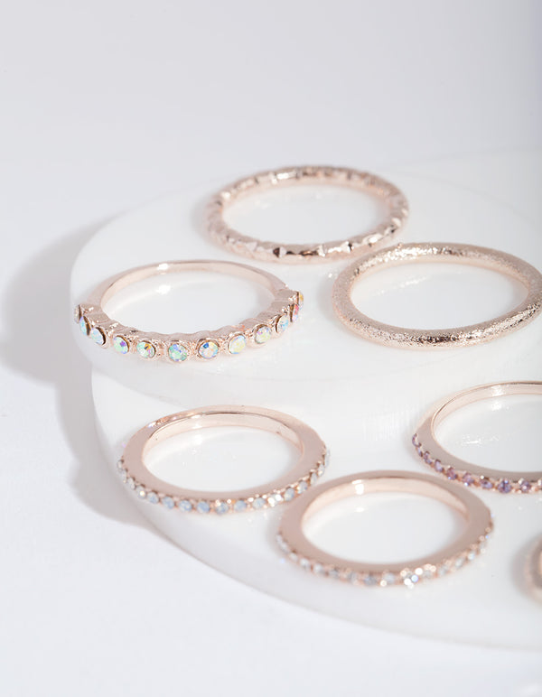 Rose Gold Multi Stone Ring 9-Pack
