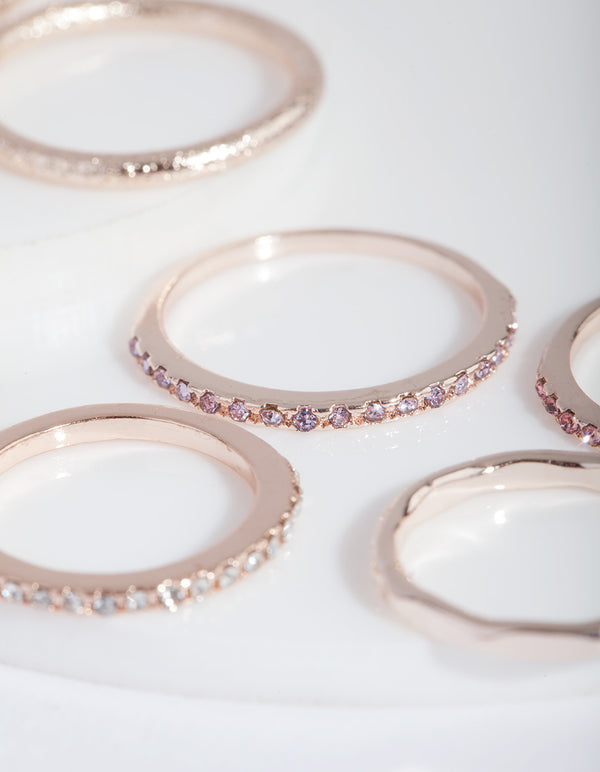 Rose Gold Multi Stone Ring 9-Pack