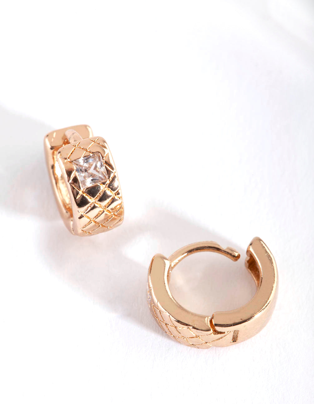Gold Quilted Huggie Earrings