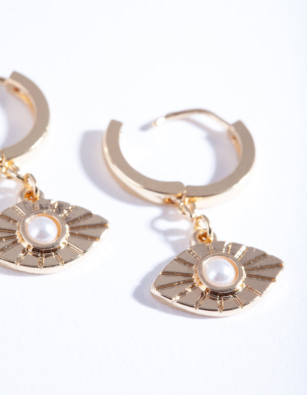 Gold Evil Eye Huggie Earrings